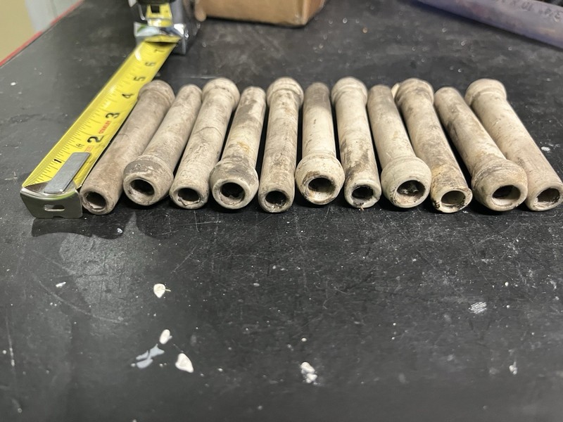 10 Antique Porcelain Knob & Tube Wiring Tubes – 3½” Long – No Markings – Vintage