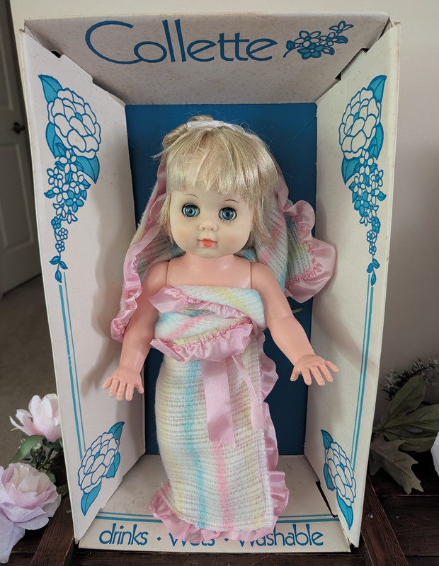 Collette Toy Company Colette 16in Blonde Blue-Eyed Doll Drinks Wets NRFB