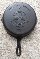 Old Griswold Cast Iron #7 Skillet Large Logo Clean
