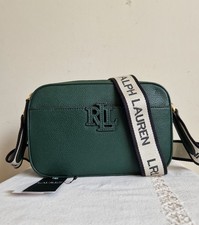 Image of Lauren Ralph Lauren Green Pebbled Leather Carrie Crossbody Bag BNWT