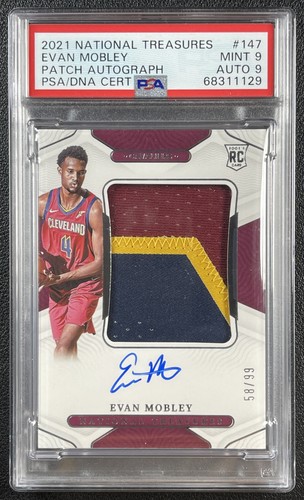 EVAN MOBLEY PSA 9 2021 NATIONAL TREASURES #147 ROOKIE PATCH AUTO RC RPA 58/99