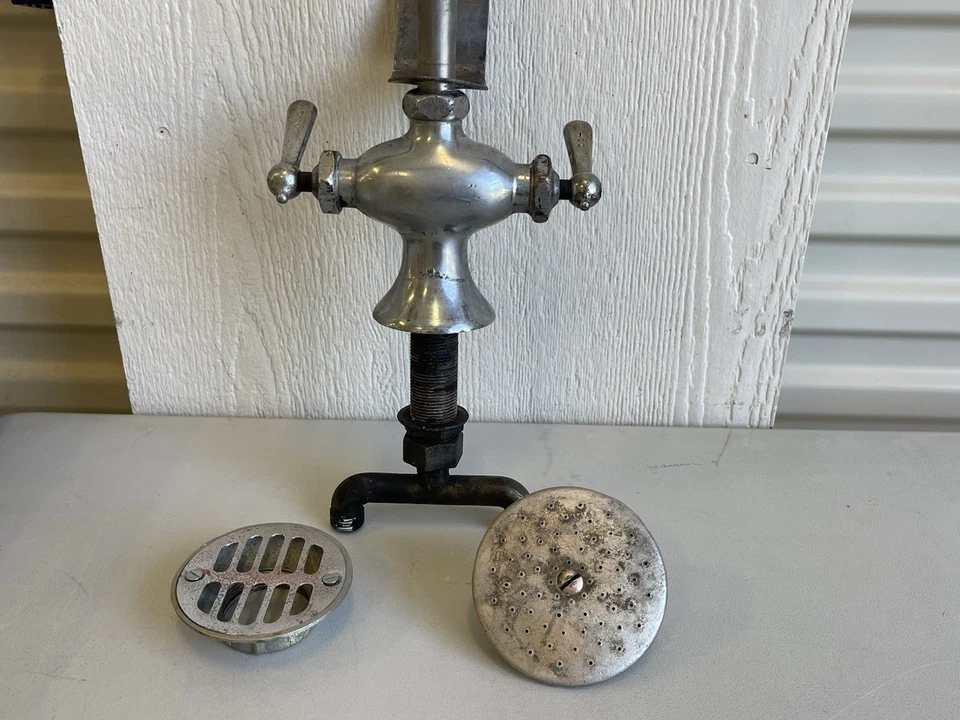 古董淋浴喷射单元排水淋浴头浴缸黄铜镀铬维多利亚管道 — 第 3/4 张图片