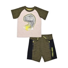 Jurassic World Toddler Boy Size 2T Graphic T-Shirt and Knit Shorts Set  --Z9--