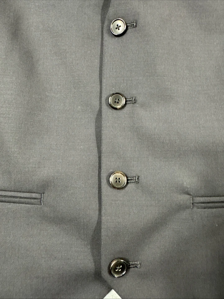 THEORY Vest Men 38 Solid Wool Waistcoat Cinch-Back Formal Charcoal Classic - Image 2 of 4