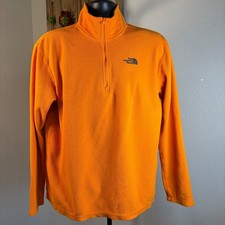 The North Face Mens Polartec 1/4 Zip Pullover Sz Medium Orange Fleece Outdoor