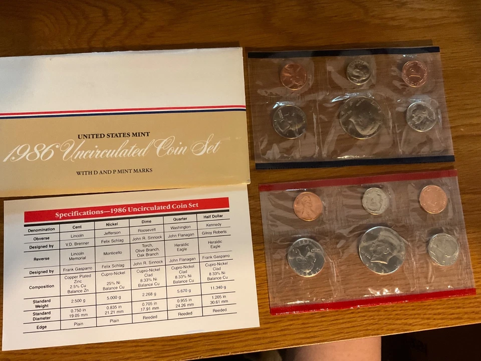 1986 P&D US Mint Set 10-coins Sealed US Original Government Packaging Mint Cello - Image 3 of 4