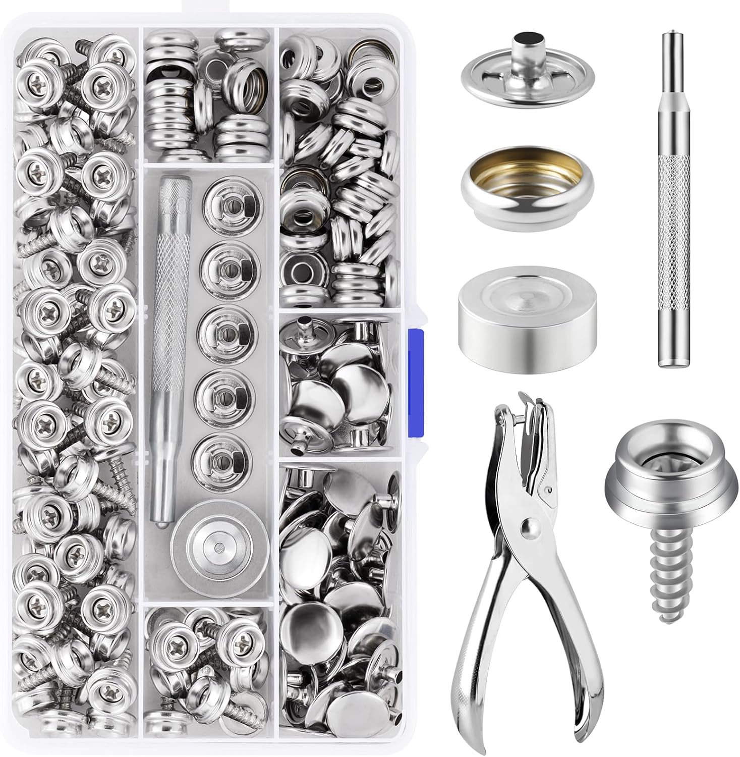 150-Piece Canvas Snap Kit with 2 Setting Tools, Marine-Grade Stainless Steel 3/