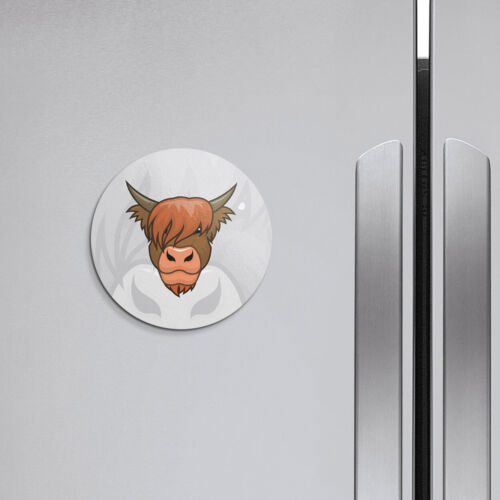 Highland Testa di Mucca Animale | Calamita Decorativa Rotonda 4'' X 4'' - Foto 2 di 2