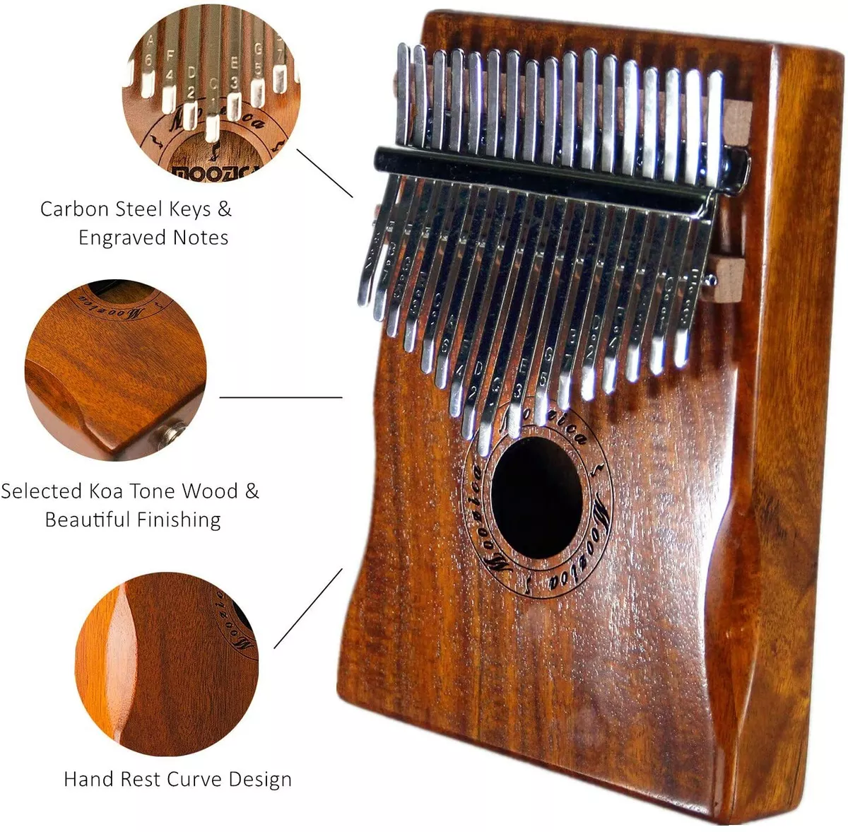 Moozica 17 Keys Kalimba Thumb Piano Tone Wood Marimba Professional