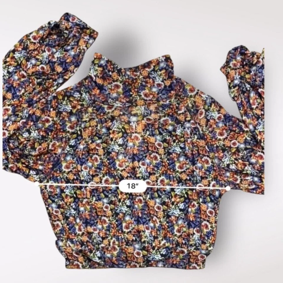 Free People All Dolled Up Floral Mesh Cropped Long Sleeve Womens M Boho - Image 4 of 4