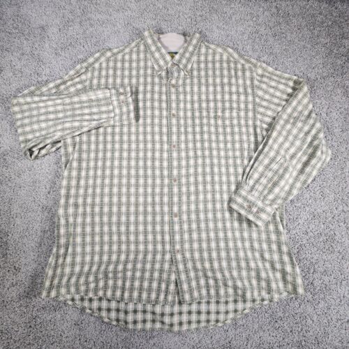 Cabelas Shirt Mens XL Thick Plaid Outdoors Button Green India - Picture 2 of 11