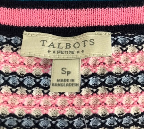 Talbots Petite Cardigan Sweater. Pink, Navy & White Raised Dots. Size PS. NWT - Picture 8 of 9