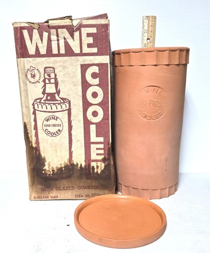 VINO FRESCO TERRA COTTA CLAY WINE COOLER WITH COASTER