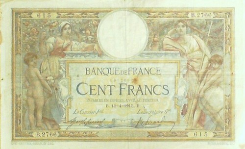 Billet Banque de France 100 fr Luc Olivier Merson B.10=4=1915 TTB - Picture 1 of 2