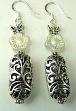 Czech Glass Flowers  Butterfly Earrings with Fancy Beads Handmade Jewelry