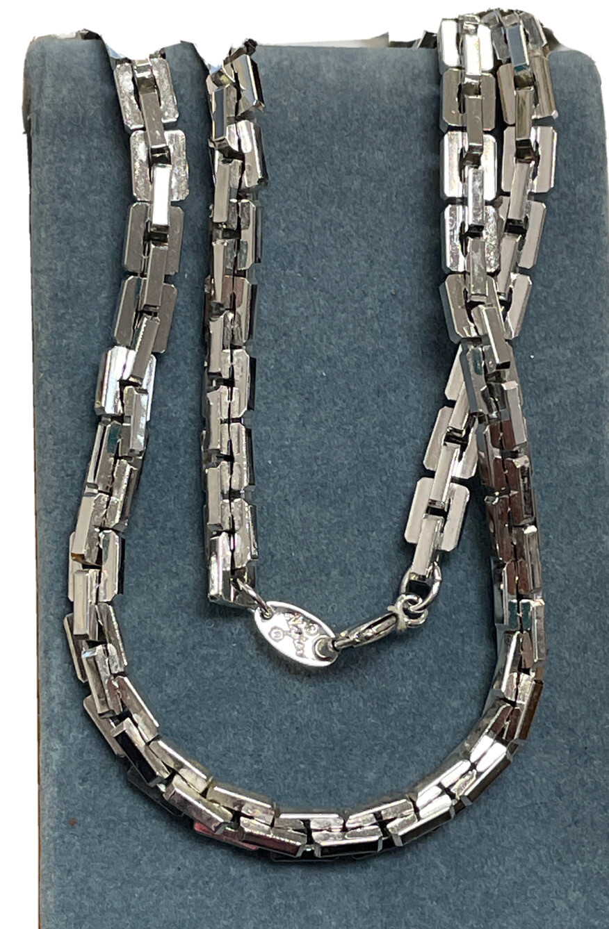 NAPIER SILVER TONE SOLID BLOCK LINK CHAIN NECKLAC… - image 2