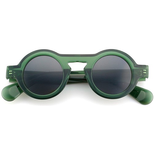 Dicke Acetat polarisierte Sonnenbrille grünes Gestell runde Brille Markenbrille - Bild 3 von 24