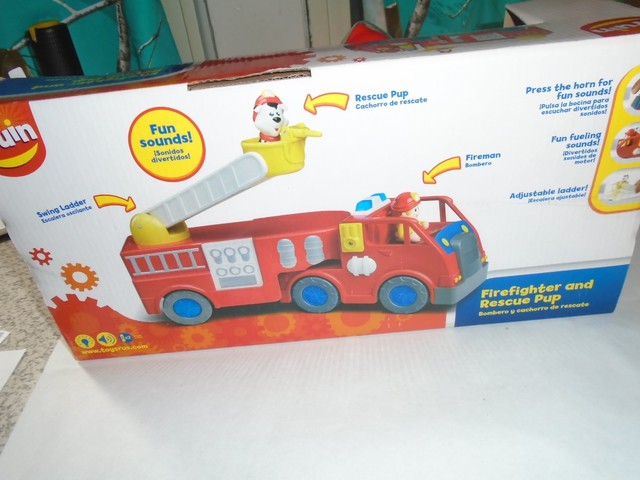 "BRUIN FIREFIGHTER AND RESCUE PUP FIRE TRUCK" WITH FUN SOUNDS NEW for