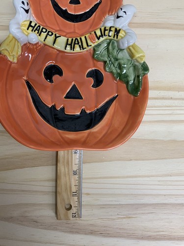 Omnibus Fitz and Floyd Halloween Dish Pumpkin Ghose Happy Halloween - no box - Picture 2 of 8