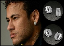 Men’s: Neymar BLING AAA Quality Multi-Zirconia 18K White Gold Huggie Earrings