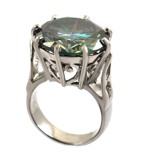 ANILLO HOMBRE MOISSANITA CORTE REDONDO AZUL 10 QUILATES EN PLATA 925 CON ORO BLANCO FN - Imagen 3 de 6