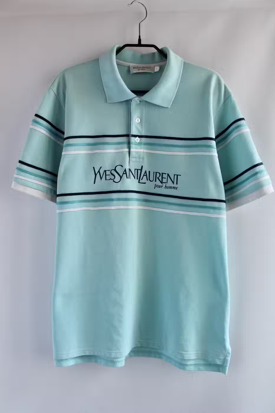 Camicia YSL Yves Saint Laurent da uomo XL 17 5 bottoni manica lunga blu chiaro