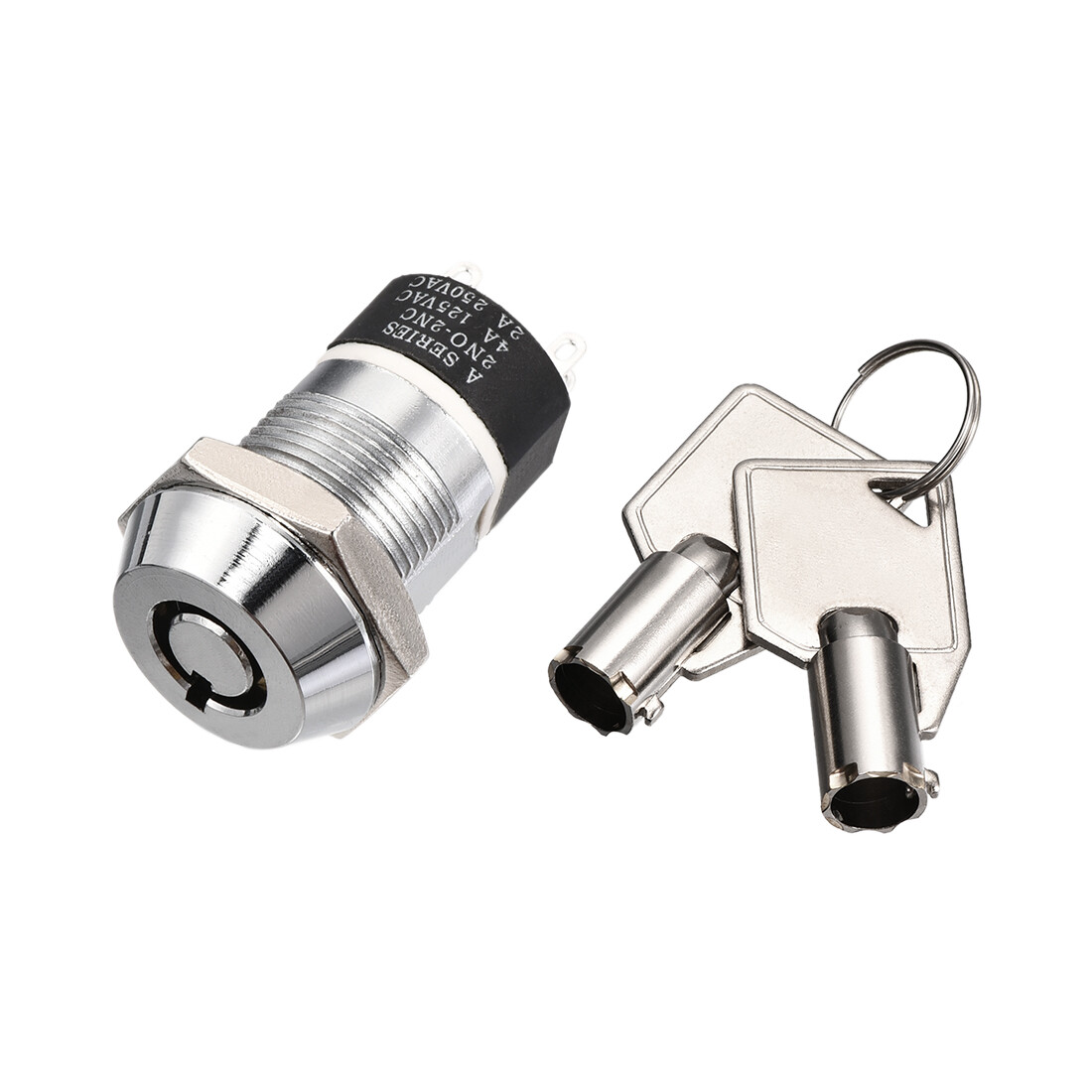 19mm 2 Posiciones Llave Bloqueo Empuje Botón Interruptor 2NO 2NC S1902 1uds