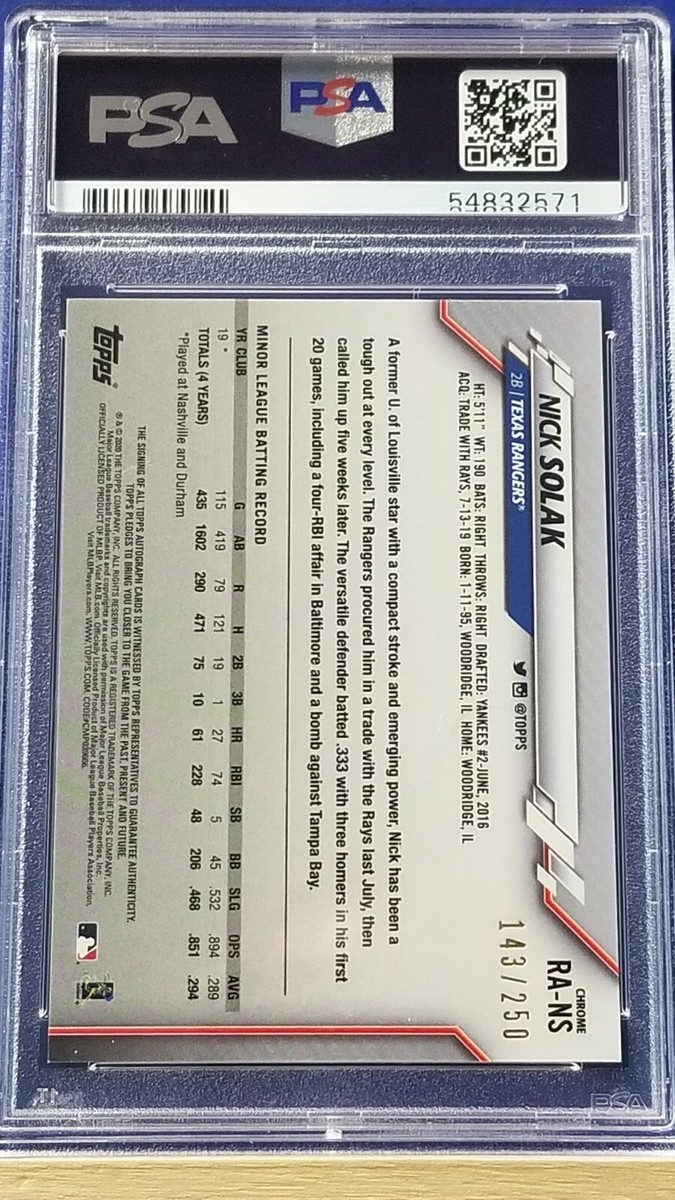 Nick Solak - 2020 Topps Chrome Rookie Autograph Purple