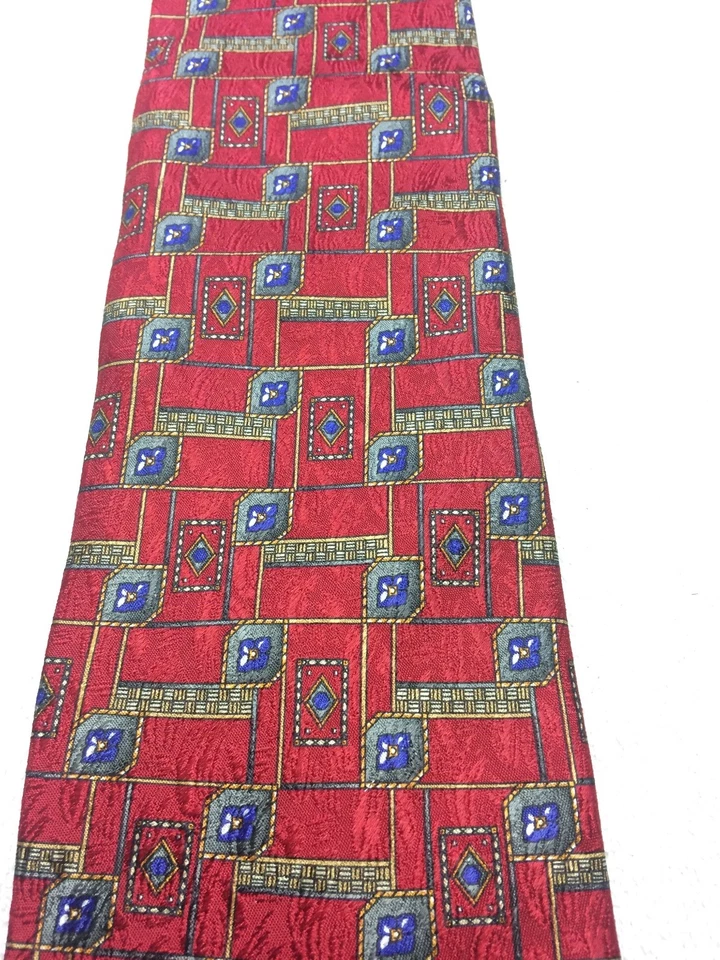 HENRY GRETHEL CORBATA HOMBRE ROJA CON AZUL Y ORO GRIS 4 X 58 Foto 3 de 4