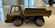 Vintage Small 3 3/4" Tonka Army Green Truck Toy -Pressed Steel - EUC -HTF