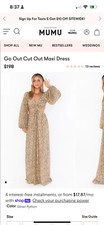 Show Me Your Mumu “Go Out Cut Out Maxi Dress -Glitter Python XL”