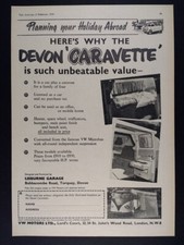 1959 VW Volkswagen Devon Caravette Caravan Camper Bus vintage print Ad