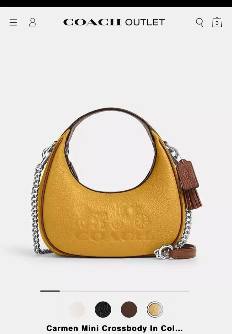 Coach Carmen Mini Crossbody In Colorblock leather/Silver/Yellow
