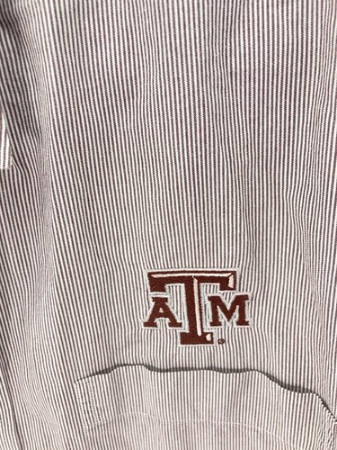 Texas A&M TAMU Cutter Buck Shirt Men Size XL Maroon Stripe Long Sleeve Button - Picture 3 of 11