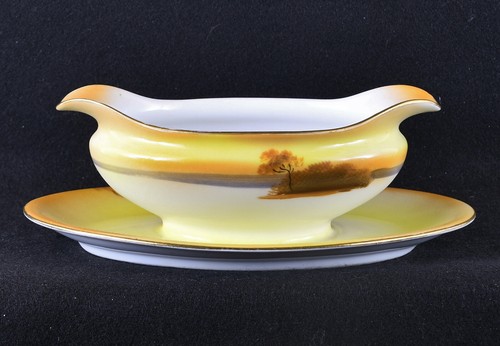 Noritake Tree In The Meadow Gravy Boat & Attached Underplate - Picture 3 of 7
