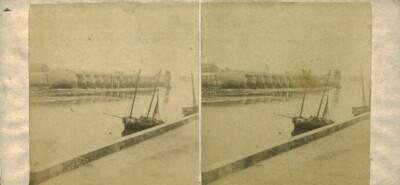 Antike stereoskopische Fotokarte Quai des Sables d'Olonne