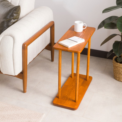 Narrow Side Table, Chestnut Stain Pine Wood, Coffee Table, Free Fast Shipping