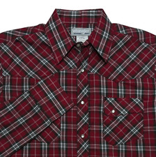 Wrangler Wrancher Western Shirt Mens Medium Pearl Snap Red Plaid Cowboy EUC