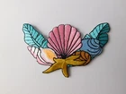 SEA SHELL CONCH STAR FISH PATCH BADGE IRON ON UNUSED COLORFUL OCEAN SCENE
