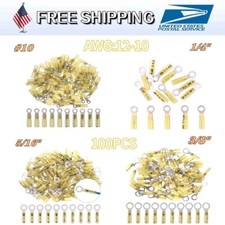 Heat Shrink Electrical Wire Connector Ring Crimp Terminal 12-10AWG 100PCS Yellow