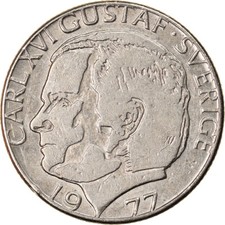 #894183 M&uuml;nze, Schweden, Carl XVI Gustaf, Krona, 1977, SS+, Copper-Nickel Clad