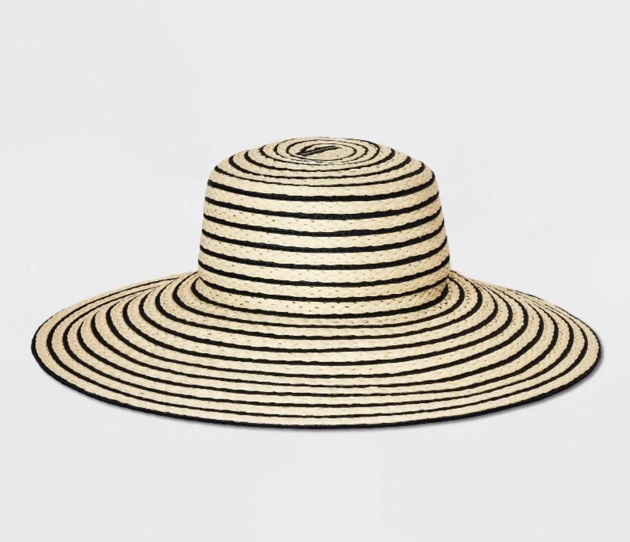 Striped Straw Down Brim Hat - A New Day™ Natural/Black L/XL