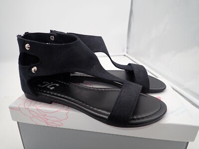 Brinley Co Women's Bliss Flat Sandal, Black, 5.5 M