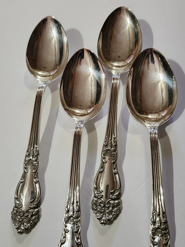 4 8 1/4" Serving Spoons Reed & Barton TIGER LILY Festivity Lot Silver Plate - Image 4 of 4