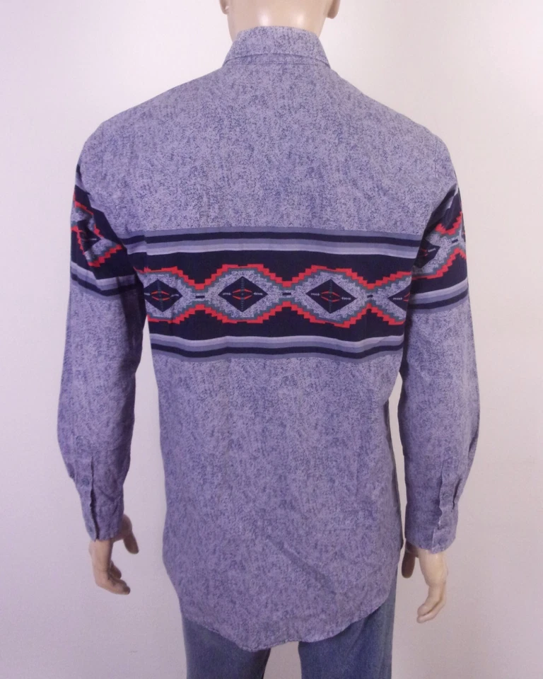 vintage 80s 90s Roper Western LOUD Southwestern Shirt Cowboy Button Front USA L - Image 3 of 4