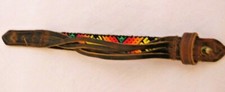 Huichol One-Of-A-Kind Genuine Leather Chaquira Beaded Bracelet