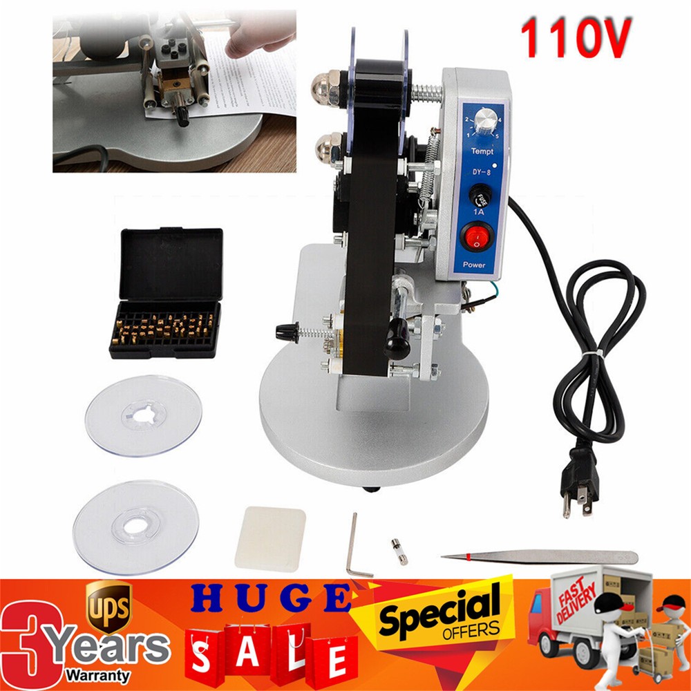 DY-8 Manual Ribbon Coding Hot Foil Stamping Machine Batch Date Code Printer New