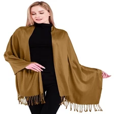 CJ Apparel Dark Beige Solid Color Shawl Seconds Scarf Stole Wrap Pashmina *NEW*