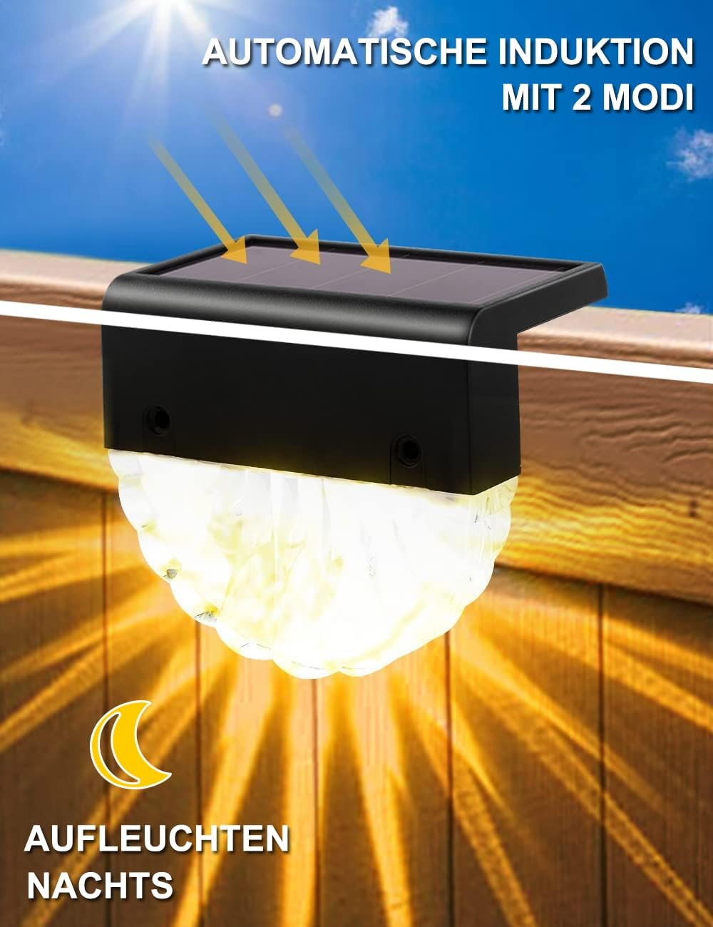 Luci Solari Da Giardino, 4Pcs Faretti Solare Led Da Esterno, 2 Mode,Bianco Caldo - 3