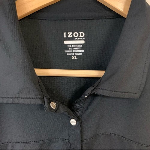 IZOD Polo Shirt Women XL Black Performance Golf Pique Tennis Collared Top Preppy - Foto 6 di 8